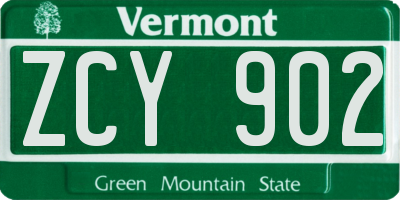 VT license plate ZCY902