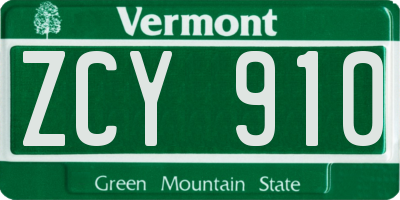 VT license plate ZCY910