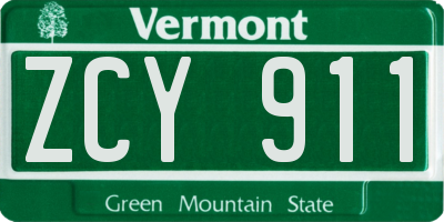 VT license plate ZCY911