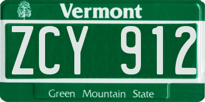 VT license plate ZCY912