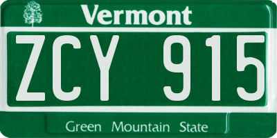 VT license plate ZCY915