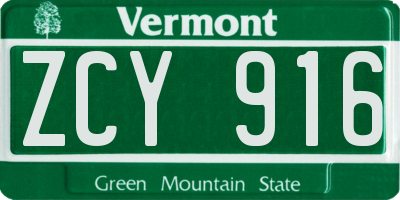 VT license plate ZCY916