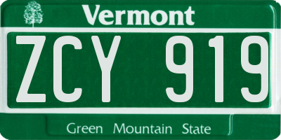 VT license plate ZCY919