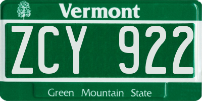 VT license plate ZCY922