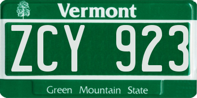 VT license plate ZCY923