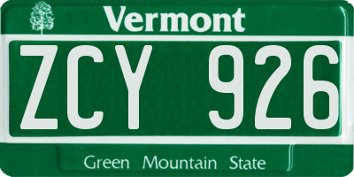VT license plate ZCY926