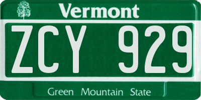 VT license plate ZCY929