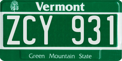 VT license plate ZCY931