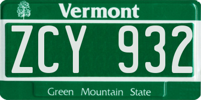 VT license plate ZCY932