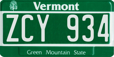 VT license plate ZCY934