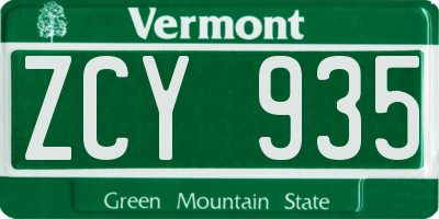 VT license plate ZCY935