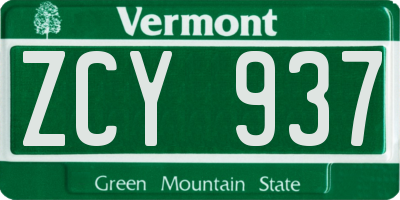 VT license plate ZCY937