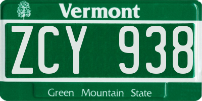 VT license plate ZCY938