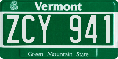 VT license plate ZCY941