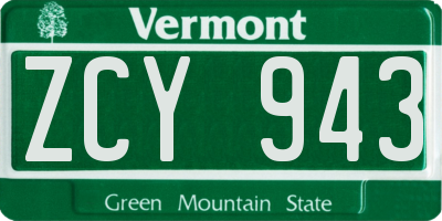 VT license plate ZCY943