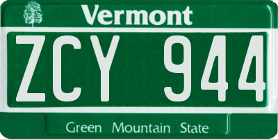 VT license plate ZCY944
