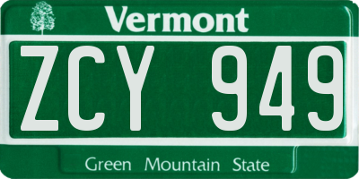 VT license plate ZCY949
