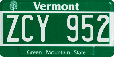 VT license plate ZCY952