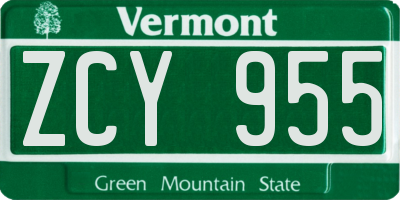VT license plate ZCY955