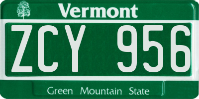 VT license plate ZCY956