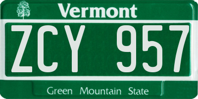 VT license plate ZCY957