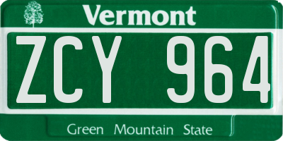VT license plate ZCY964
