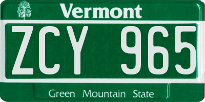 VT license plate ZCY965