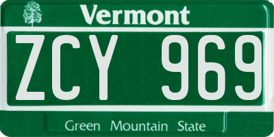 VT license plate ZCY969