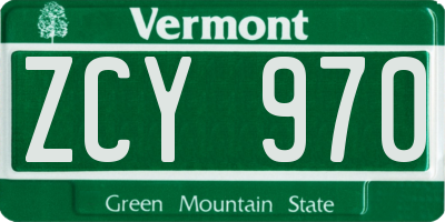 VT license plate ZCY970