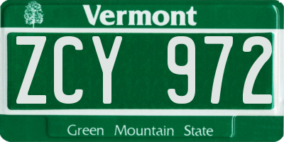 VT license plate ZCY972