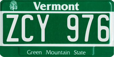 VT license plate ZCY976