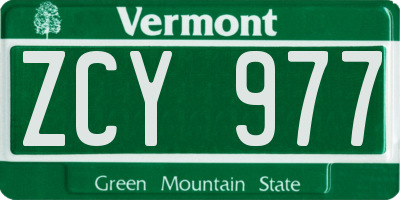 VT license plate ZCY977