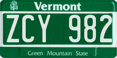 VT license plate ZCY982