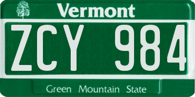 VT license plate ZCY984