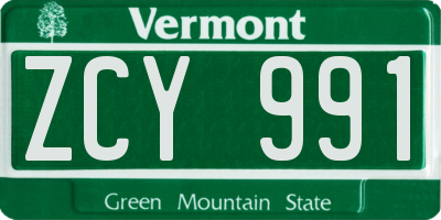 VT license plate ZCY991