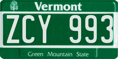 VT license plate ZCY993