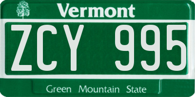 VT license plate ZCY995