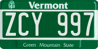 VT license plate ZCY997
