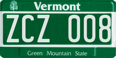 VT license plate ZCZ008