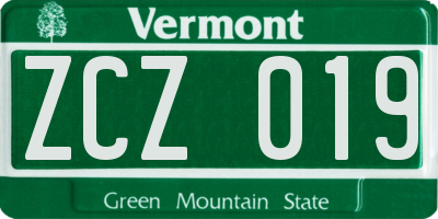 VT license plate ZCZ019