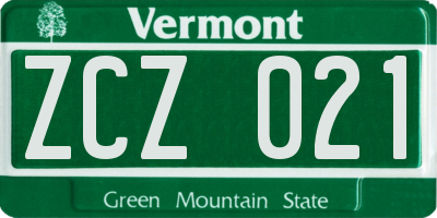 VT license plate ZCZ021