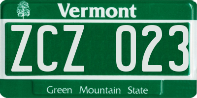 VT license plate ZCZ023