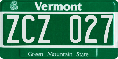 VT license plate ZCZ027