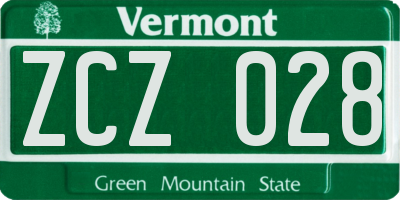 VT license plate ZCZ028