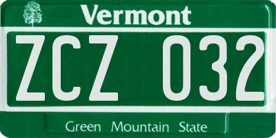 VT license plate ZCZ032