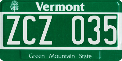 VT license plate ZCZ035