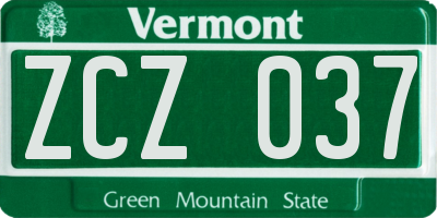 VT license plate ZCZ037