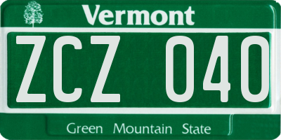 VT license plate ZCZ040