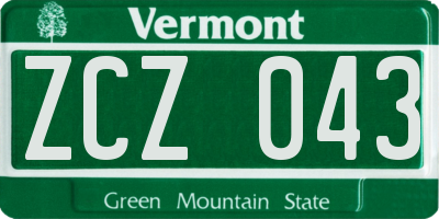 VT license plate ZCZ043