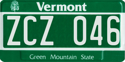 VT license plate ZCZ046